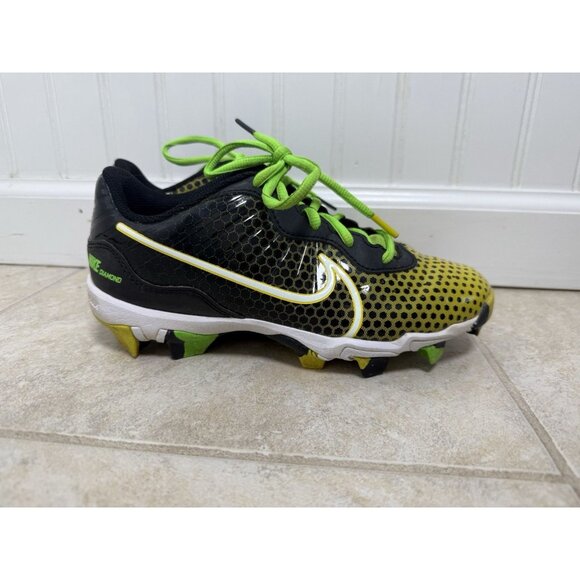 Nike ALPHA HUARACHE 4 KEYSTONE GS 'BLACK OPTI YELLOW' Youth Baseball Cleats 4.5Y - Picture 1 of 13